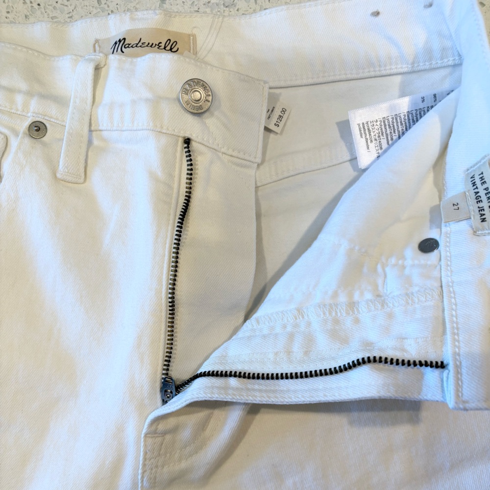 Hi Rise Straight Leg Ankle Length Jeans With Raw Hem The Perfect Vintage Jean - Picture 9 of 14